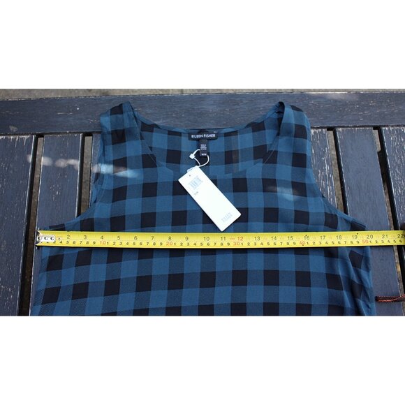 New w/Tags - Eileen Fisher Sleeveless Tunic in Buffalo Printed Silk, Fir, Med - Picture 8 of 14